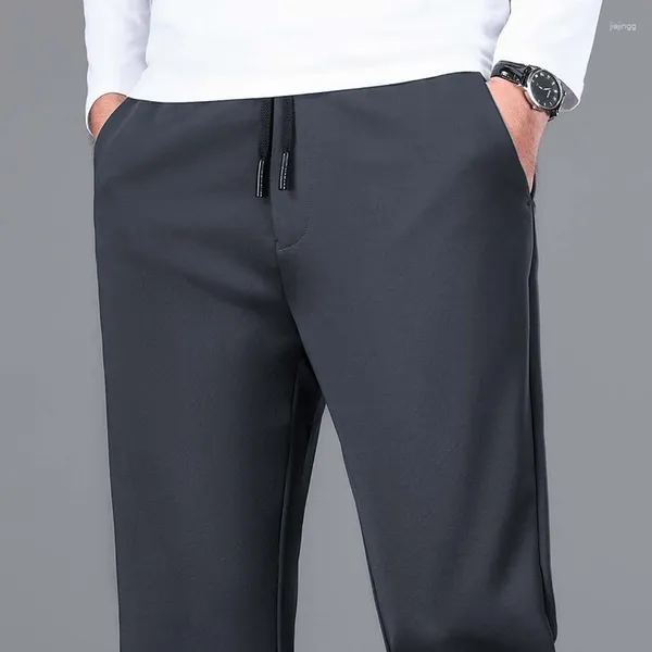 Calças masculinas primavera outono casual homens estiramento sweatpants cintura elástica qualidade superior preto cinza marinho azul clássico esportes wear