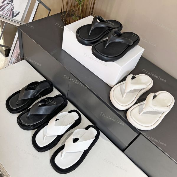 Infradito firmati THE ROW Sandali Donna Pantofola Tacchi piatti Piattaforma Scivoli Sandalo in tessuto Pantofole in gomma Moda Estate Outdoor Sandali bianchi neri