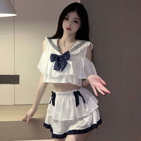 Frauen Kostüm Student Koreanische Version Kurzarm Kleid Mädchen College Stil Top und Mini Rock Set sexy