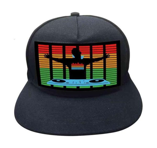 Berretti da baseball unisex illuminati con suono attivato berretto da baseball DJ LED cappello lampeggiante con staccabile Sn per feste in maschera cosplay 19B2311440