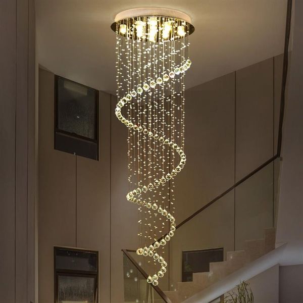 Modern LED Kristal Avize Aydınlatma Spiral Merdiven Kolye El Salonu STADURES için Işık Armatürleri317B