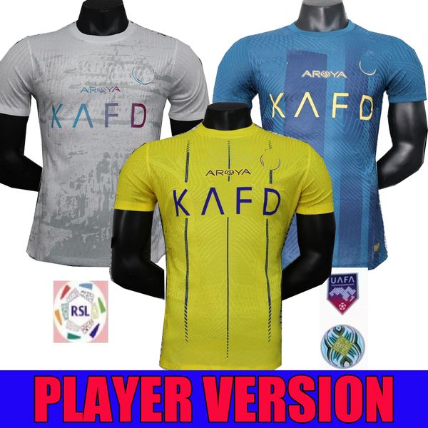 Spielerversion 23 24 Al Nassr FC Fußballtrikots Ronaldo 2023 2024 Heimgelb Auswärtsdritter CR7 Gonzalo Mane Martinez Talisca Damen Herren Kinderset Fußballtrikot Al-Nassr