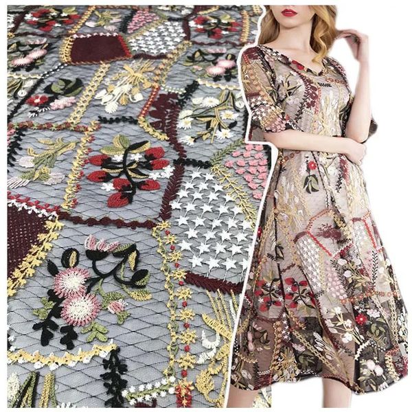 Tecido e costura 1 jarda malha africana floral renda tecido telas vestido de festa diy patchwork tule material pano largura 125cm 231211