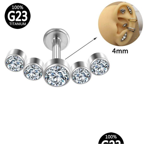 Labret, gioielli piercing al labbro titanio piercing al labbro trago elica stud setto industriale labret orecchini cartilagine cristallo segmento cerniera Dhdn9