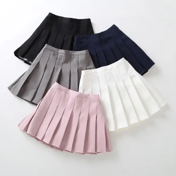 Saias crianças verão meninas mini vintage saia plissada tênis coreano curto estudante uniforme branco preto
