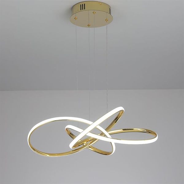 Lampade a sospensione moderne a led moderne placcate in oro cromato per sala da pranzo cucina Lampada a sospensione a led 90-260V326H