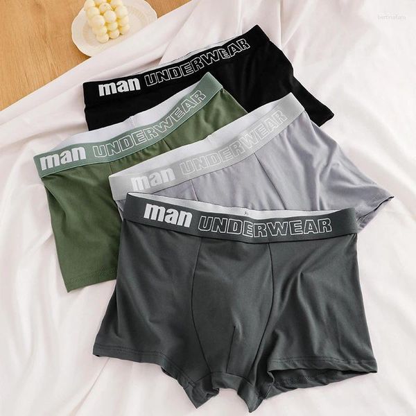 Cuecas Mens Underwear Algodão Crotch Antibacteriano Respirável Mid Rise Boxer Shorts Impressão Plus Cintura Gorda Quatro Cantos Boxershorts
