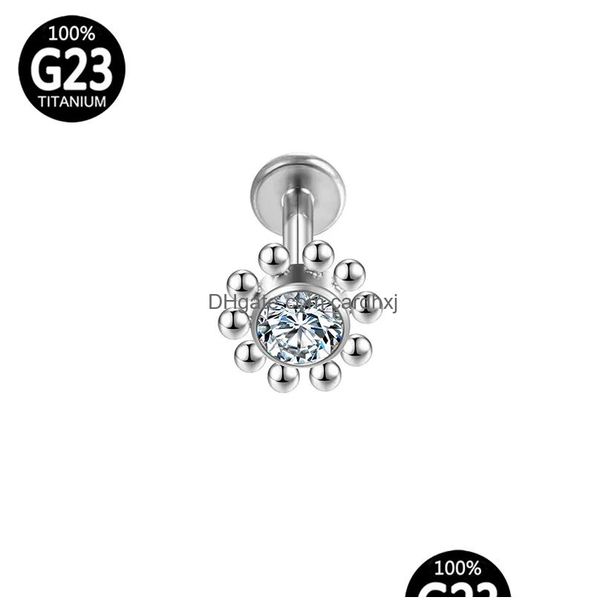 Labret, gioielli piercing al labbro setto piercing clicker labbro stud Y affascinante G23 zircone trago sfera di titanio elica orecchini labret corpo Je Dhl0K