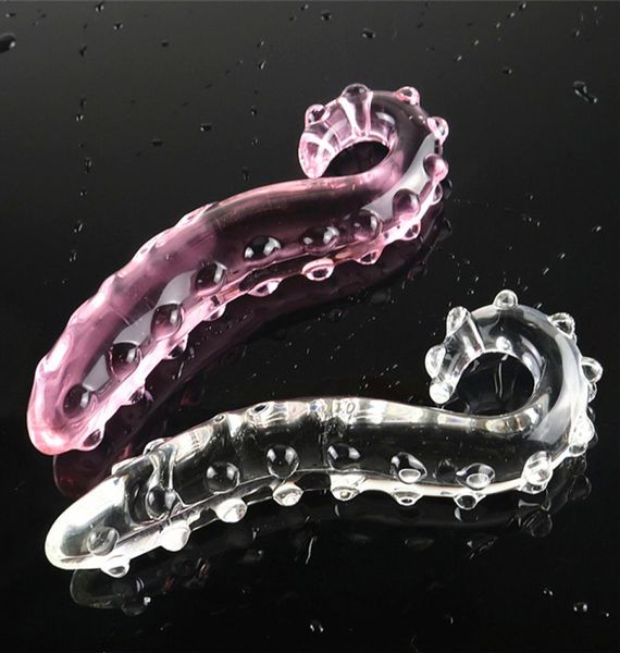 Rosa-weißer Hippocampus-Tentakel, strukturierter, sinnlicher Glasdildo, realistischer Dildo, Erwachsene, Buttplug, Sexspielzeug für Frauen, Glas-Analplug 24357431