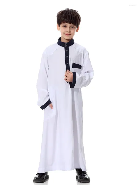 Roupas étnicas Ramadan Muçulmano Dubai Saudita Árabe Meninos Robe Dishdasha Crianças Abaya Kaftan Islâmico Longo Thobe Oriente Médio Vestido Adolescente