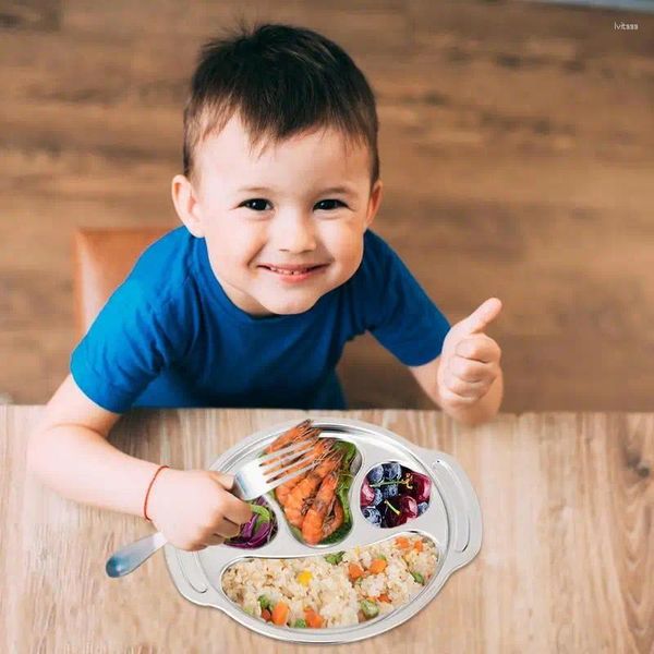 Piatti Piatti per bambini in acciaio a tema Piatti per l'alimentazione Supplemento per bambini Stoviglie per la scuola materna Accessori da cucina