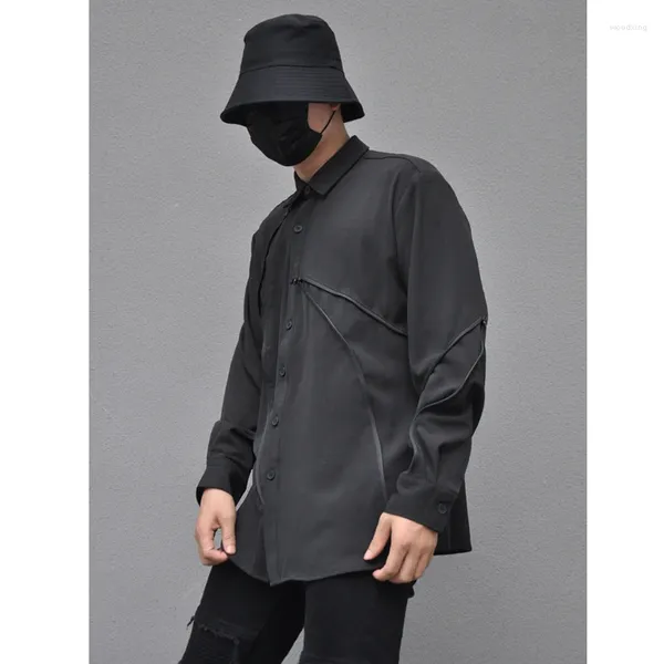 Herrenjacken, dunkles Herbst-/Winter-Reißverschluss-Dekonstruktions-Design, Langarm-Shirt für Männer, lockeres asymmetrisches Luffiness-Hängen