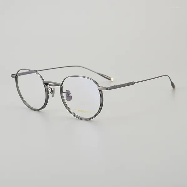 Montature per occhiali da sole Montatura in titanio puro Montatura per uomo ORCHID Giappone Marca Rotonda Donna Occhiali ottici di tendenza Oculos De Grau Feminino