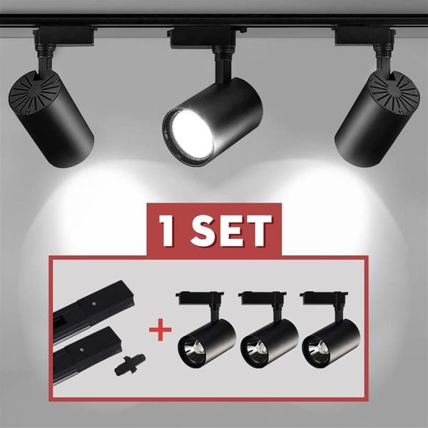 Ganze Set Led Track Licht COB Track Lampe 12W 20W 30W 40W Schiene Beleuchtung Decke spot Lichter Leuchten Für Kleidung Shop Home 220V180P