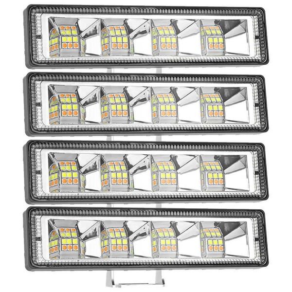 Barra de luz de trabalho para carro, 1/2/4x 72w, 4x4, 24led, luz de trabalho, offroad, suv, atv, trator, barco, caminhões, escavadeira, 12-30v, feixe âmbar branco