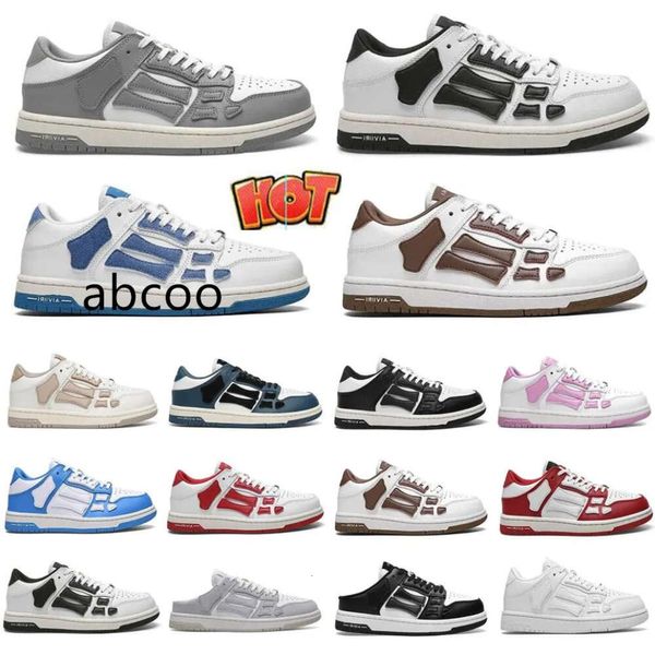 Designer Casual Bones Sapatos Amirlies Amiiri Imiri Skel Top Baixo Sapatilhas de Couro Esqueleto Azul Vermelho Branco Preto Verde Cinza Homens Mulheres Treinamento ao ar livre