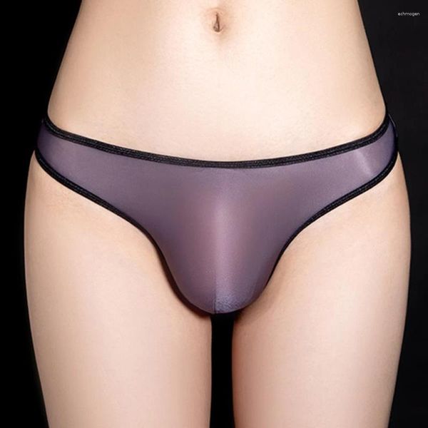 Cuecas masculinas ultra-finas sexy respirável roupa interior brilhante brilhante calcinha oleosa cintura baixa bikini briefs bulge bolsa tangas roupa de banho