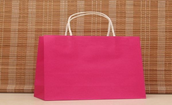 Ganze 40PCSLOT Multifunktions-rosafarbene Papiertüte mit Griffen21x15x8cm Festival-Geschenktüte gute Qualität beim Einkaufen Kraft3319429
