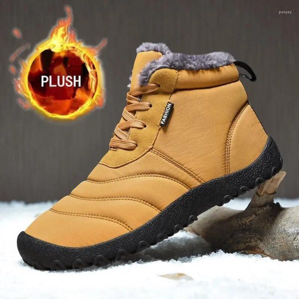 Мужские ботинки, зима 2023, теплая плюшевая водонепроницаемая тканевая обувь до щиколотки для уличной работы, нескользящая походная обувь с высоким берцем, большой размер 47 48