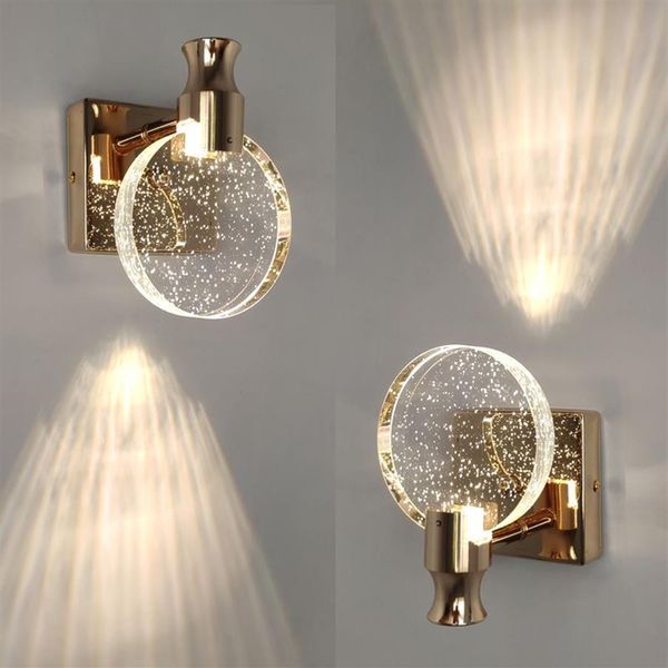 Criativo bolha de cristal lâmpadas parede minimalista sala estar quarto cabeceira arandela espelho do banheiro frente parede luminária214w