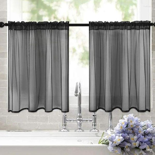 Vorhang, kurze Vorhänge für Wohnzimmer, Schlafzimmer, Küche, einfarbig, The El Office Window Valance Drapes