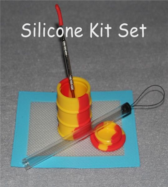 1 conjunto de kit de cera de silicone com almofadas de silicone, tapete de 26ml, tambor de tambor, recipientes de óleo de silicone, ferramenta de dabber para frascos de ervas secas2038396