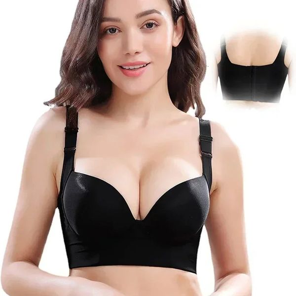 Bras Fat Underwear Plus Size Push Up Bra Copo Profundo Hide Back Shaper Incorporado Cobertura Completa Lingerie Backless 231208