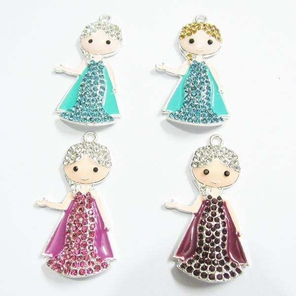 Charms Großhandel, ca. mm * 25 mm, 10 Stück/Beutel, Emaille-Strass-Prinzessin-Mädchen-Anhänger für klobige Kinder-Halskette 231204