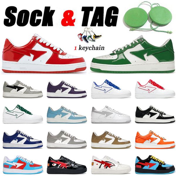 Bapestasss SK8 Top Fashion STA Marca de Luxo Casual Bapestar Plataforma Mocassins OG Tênis Cinza Preto Esporte Homens Mulheres Camurça Sapatos Estrela A Bathing Ape Couro Envernizado 36-47