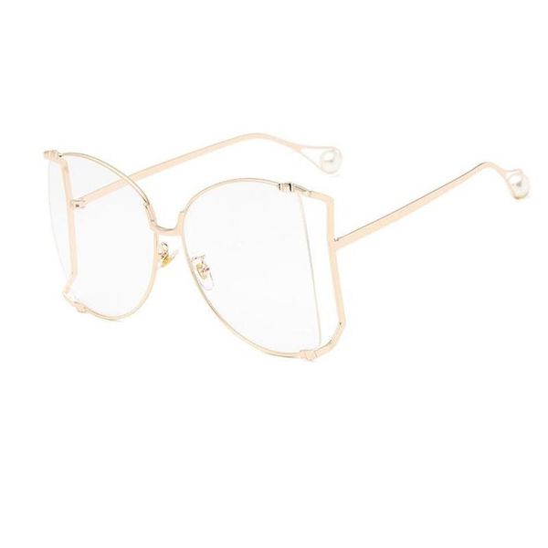 Marca pérolas meia redonda óculos de sol feminino moda grande quadro gradiente óculos de sol feminino oculos unisex eyewear211q