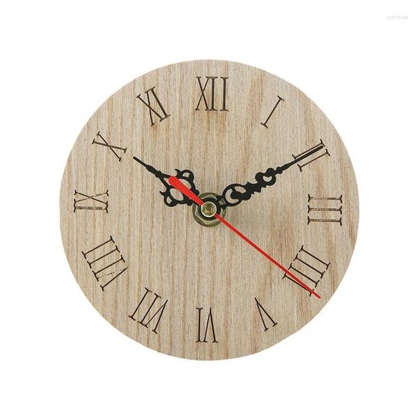 Orologi da parete Mini sveglia Numero rotondo in legno Doppia campana Tavolo da scrivania Decorazione domestica digitale Retro portatile 2024