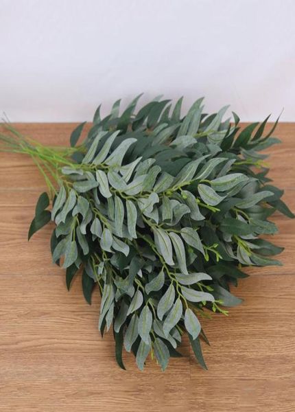 1 pz foglie di salice artificiale ramo lungo piante di seta composizione floreale foglie verdi per la decorazione del giardino di casa fogliame finto1383705
