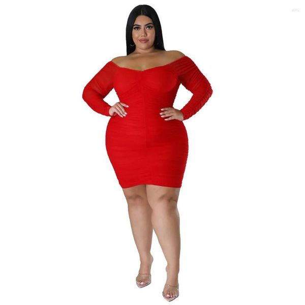 Vestidos casuais mulheres gordas plus size vestido outono sexy grande