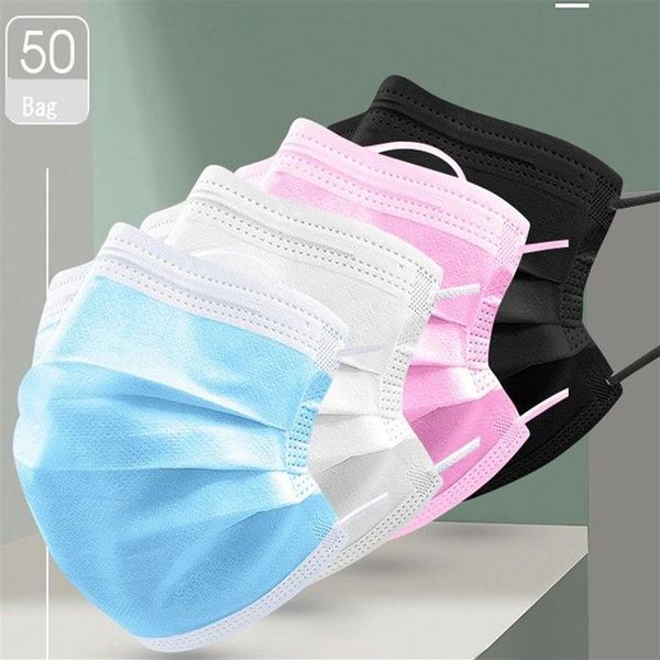 100pc preto designer máscara branco rosa azul rosto boca protetora respiração máscaras não tecidas para crianças adultas baby315x