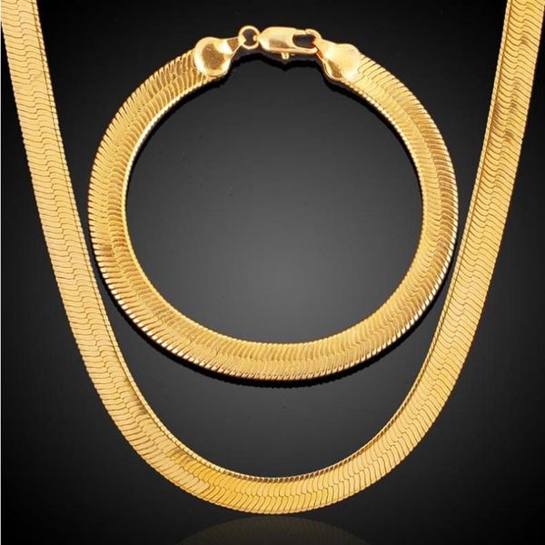 Uomo Donna Hip Hop Punk 18K placcato oro reale 7 10MM Moda spessa catena del serpente bracciali Collane Set di gioielli Bigiotteria258J