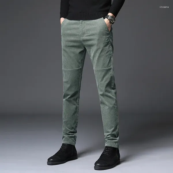 Herrenhosen Herren Cord Koreanische Mode Herbst Lose Anliegende Gerade Hosen Elastische Streifen Abnehmen Trend Vielseitige Herrenbekleidung
