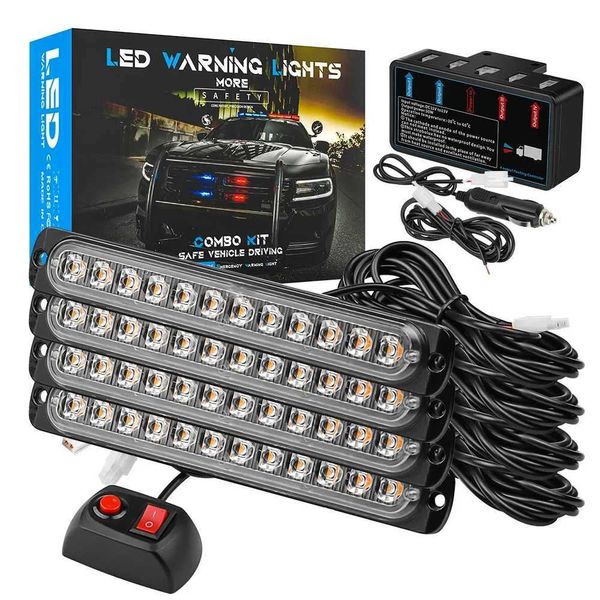 4 pz Kit Led 12SMD Spia Stroboscopica Griglia Lampeggiante Barra Luminosa Camion Auto Faro Lampada Ambra Traffico 12 V