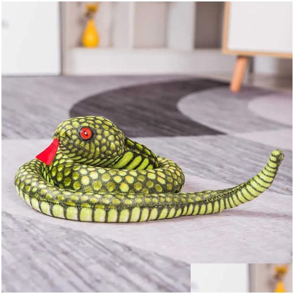 Stuffed Plush Animais Simation 3D Snake Réptil Python Brinquedo Animal Crossing Boneca Decoração Presente Criança Confortante Dol Q0727 Drop de Othve