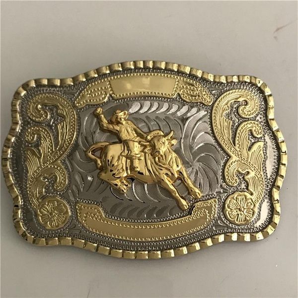 Fibbia per cintura da cowboy in oro argento con toro da cowboy per uomo Hebillas Cinturon Jeans Cintura testa adatta per cinture larghe 4 cm295l