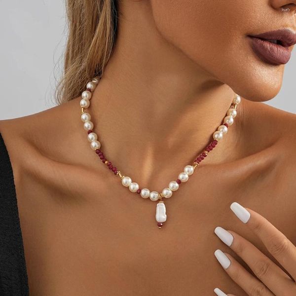 Ожерелья с подвесками в Европе и США, ожерелье с искусственным жемчугом и натуральным камнем, женское трендовое ожерелье, подарки на день рождения