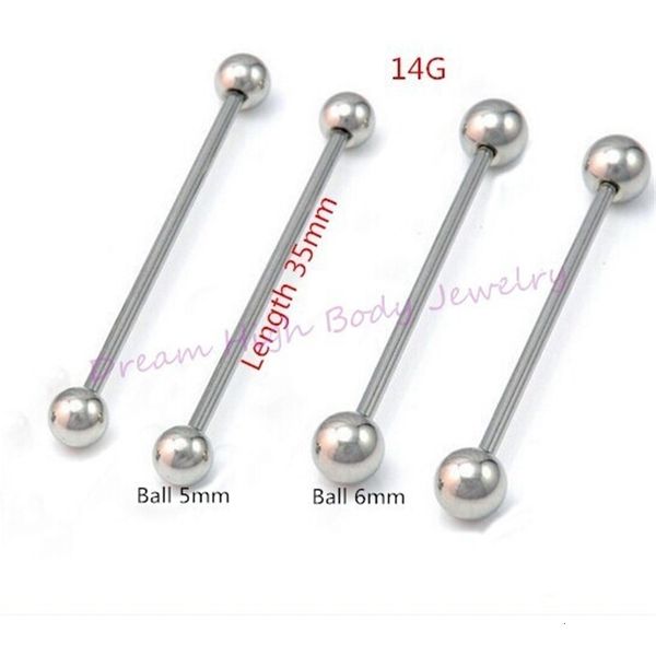 Andere Modeaccessoires 100 Stück langer industrieller Ohrring 35 mm 14 G Bar Zunge gerade Körperpiercing-Schmuck 316L Edelstahl Ohr 231208