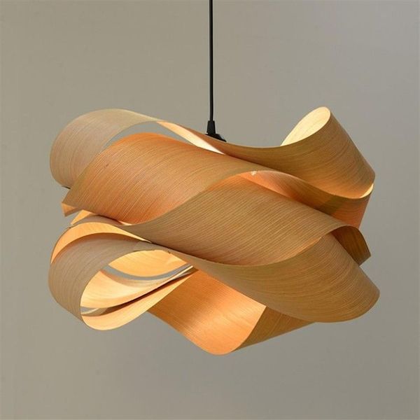 Pele de madeira bambu endant lâmpadas personalidade asiático chinês popular venda e27 projeto madeira café pingente light339t