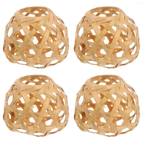 Titulares de vela tecido abajur iluminação lâmpada gaiola rattan pingente luz sombra teto capa luminária decoração