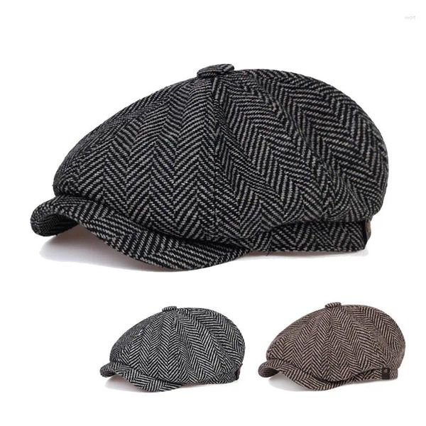 Berets Mode Wolle Sboy Caps Herren Herringbone Flache Frauen Männer Britische Maler Hüte Weiche Herbst Winter Casquette