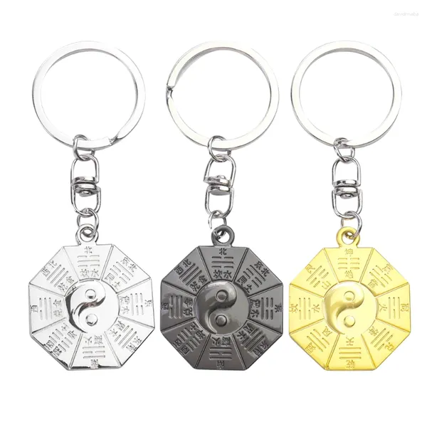 Schlüsselanhänger Chinesischer Taoismus Yin Yang Tai Chi Acht Trigramm Metall Schlüsselbund Energie Amulett Anhänger Geldbörse Rucksack Charme Feng Shui Baumeln Schmuck