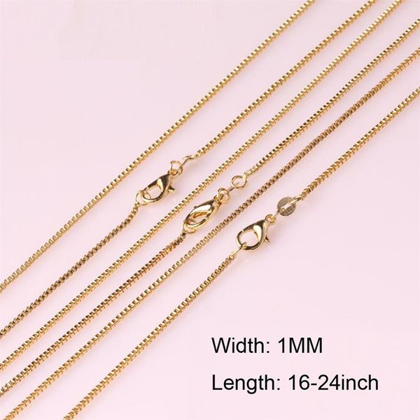 Ganze 10 PCS Fashion Box Chain 18K vergoldete Ketten Charm Gliederketten Halskette Schmuck mit hochwertigen Karabinerverschlüssen 16-2291V