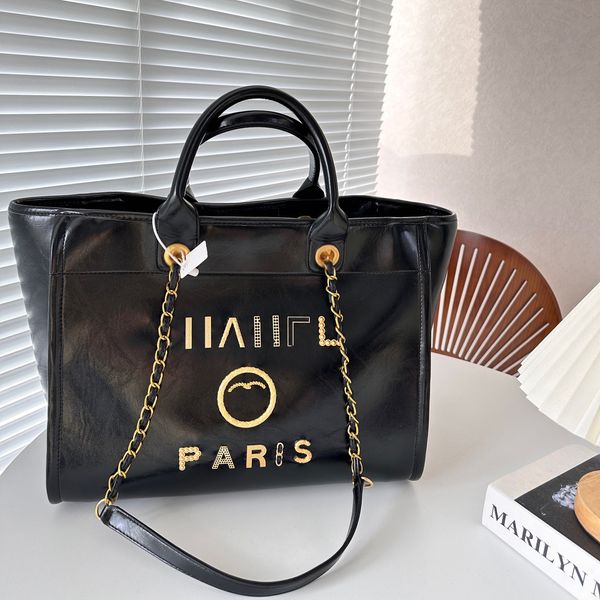 Famosa marca francesa tote mulheres designer sacos 23 nova moda paris corrente grande capacidade saco de compras de alta qualidade couro genuíno clássico mommy saco carta dupla