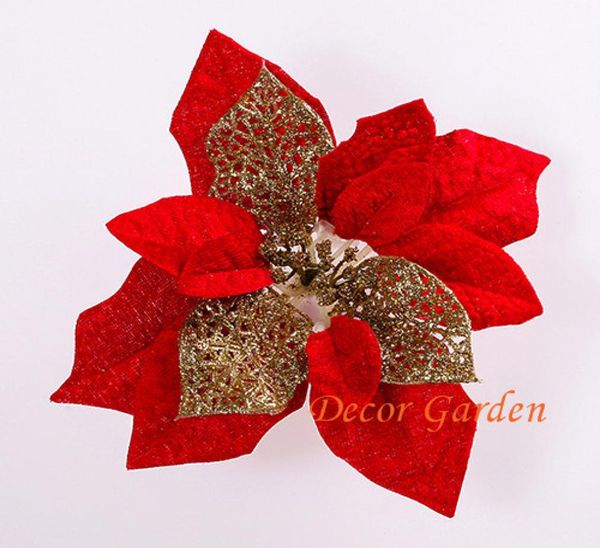 5 Farben 50 Stück 20 cm für Weihnachtsdekoration, künstliche Seiden-Weihnachtsstern-Blütenköpfe, mehrfarbig, CF034632950