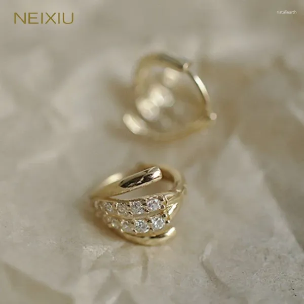 Orecchini a bottone Neixiu 925 sterling silver francese semplice zircone clip per orecchio senza luce forata lusso placcatura in oro 14k gioielli all'ingrosso