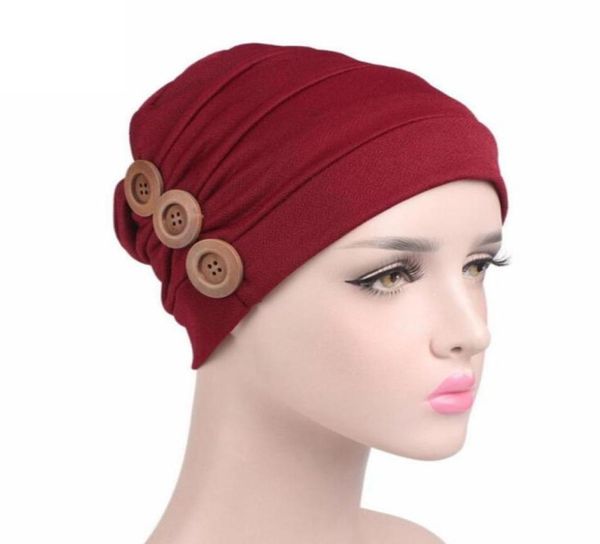 Turbante cachecol câncer chapéu feminino gorros chapéus plissados vento vermelho gorro chimio coton turbante botão muçulmano 8003415589